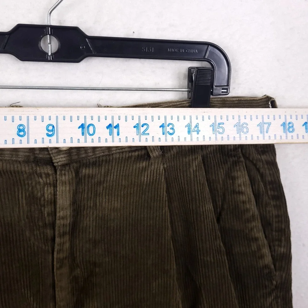 Gap Corduroy Pants Mens Relaxed Fit Pleated Olive 36x34 Fit 34x32 cuffed